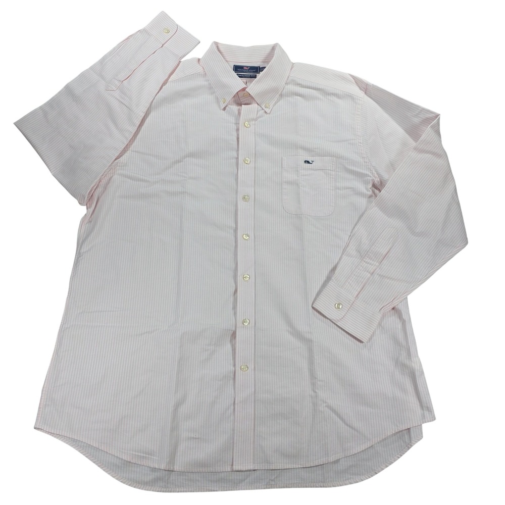 Vineyard Vines Slim Fit Tucker Shirt Pink White Striped XXL Mens Button Down